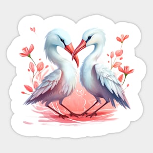 Valentine Kissing Albatross Bird Couple Sticker